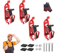 Heavy Duty Metal Rubber Shovel Mount Kit, Quick Release Tool Clamps for Roof Rack, Universal Shovel Holder for Truck Bed Wall Mount, Overlanding Gear Axe Bracket Organizer (Red, 4pcs, 1)