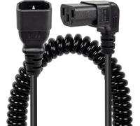 Heavy Duty Power Extension Cord,90 Degree Angle Downward IEC 320 C13 Female to IEC 320 C14 Male Coiled Cable 10A (2.3ft-5.9ft)