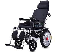 Heavy-Duty Power Wheelchair With Headrest, Folding Portable Power Wheelchair With Reclining Backrest And Pedal Angle, Compact Mobility Aid Wheel with Lever(B,12ah)