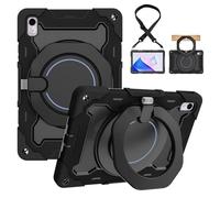 Heavy-Duty Protective Case for Huawei MatePad 11 2023/2021 11", 360° Rotating Stand, Shoulder Strap, Pencil Holder & Handle Ring, Shockproof Cover for Kids & Adults(Svart)