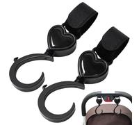 Heavy Duty Pushchair Storage Hooks, 360 Degree Rotating Stroller Strap Clips, Mommy Bag Hooks for Purse, Organizer, Water Bottles, 2X Strong, Adjustable, Ideal for Strollers, Shopping