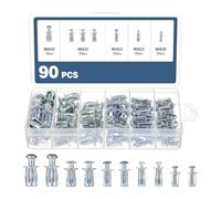 Heavy-Duty Rivet Nut Assortment Kit, M4-M8 Carbon Steel Flower Nuts | Comprehensive M4, M5, M6, and M8 Assortment Kit for Versatile Repairs, High-Strength Carbon Steel with Galvanized Finish