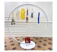 Heavy Duty Round Clothing Rack With Hooks, Commercial Grade Metal Garment Rack With Stable Base For Hanging Clothes C-Style Rack For Boutiques And Clothing Displays ( Color : White , Size : 36 hook/17