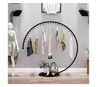 Heavy Duty Round Clothing Rack With Hooks, Commercial Grade Metal Garment Rack With Stable Base For Hanging Clothes C-Style Rack For Boutiques And Clothing Displays ( Color : Black , Size : 26 hook/15