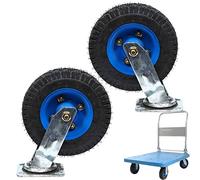 Heavy Duty Rubber Swivel Casters With Brakes Set Of 2 440 Lb Load Capacity Industrial Fixed Wheels Quiet Movement Perfect For Furniture & Equipment