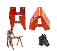 Heavy-Duty Sawhorse Bracket with Down Clamp, Adjustable Steel Saw Horse with Anti-Slip Gripping Teeth and Observation Window, Quick-Build Work Horse For Woodworking and DIY Projects (1 pair)