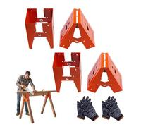 Heavy-Duty Sawhorse Bracket with Down Clamp, Adjustable Steel Saw Horse with Anti-Slip Gripping Teeth and Observation Window, Quick-Build Work Horse For Woodworking and DIY Projects (2 pair)