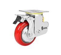 Heavy-Duty Spring Shock-Absorbing Casters Wear- PU Iron Core Wheels Trolley Traction Wheel 4/5/6/8inch 1Pcs Casters(With Brake,5 inch)