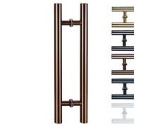 Heavy Duty Square Sliding Door Handle Pipe,H Shape Door Pull Handle Diameter 38mm/1.5in, Door Grab Bar Pole for Bath Bank Office Shopping Mall Hotel(Rose Gold,50cm/19 3/4"-30cm)