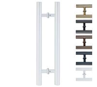 Heavy Duty Square Sliding Door Handle Pipe,H Shape Door Pull Handle Diameter 38mm/1.5in, Door Grab Bar Pole for Bath Bank Office Shopping Mall Hotel(White,50cm/19 3/4"-30cm)