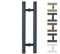 Heavy Duty Square Sliding Door Handle Pipe,H Shape Door Pull Handle Diameter 38mm/1.5in, Door Grab Bar Pole for Bath Bank Office Shopping Mall Hotel(Dark Grey,100cm/39 3/8-70cm)