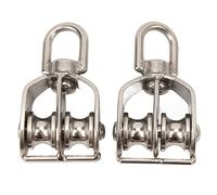 HEAVY DUTY STAINLESS STEEL DOUBLE PULLEY BLOCK M15 WIRE ROPE CRANE HANGING 35KG LOADING FOR HOME DIY PROJECTS