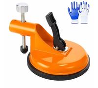Heavy-Duty Suction Cup Tile Leveler, Suction Cup Flooring Tool for Gap Tightening, Adjustable Vacuum Suction Cups For Seam-Joining Leveling,118Mm SuctionCup, Stainless Steel Plate and Knob (Orange)