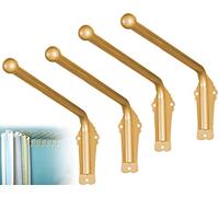 Heavy Duty Swing Arm Curtain Rod with Finials Adjustable Portiere Rod for Side Panels Window Drapery Display Stand Gold Finish Set of 4 Perfect for Door Curtains