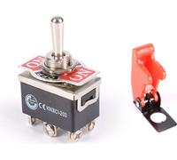 Heavy Duty Toggle Switch Flick ON/OFF/ON Auto Dash 12V DPDT Racket Cover Six Feet + Red Cover_A0076