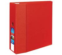 Heavy-Duty Vinyl EZD Reference Binder With Finger Hole, 5" Capacity, Red