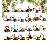 Heavy Equipment Calendrier de l'Avent 2025 - Acrylique 28 x 18 x 3 cm | 24 machines de moulage sous pression, y compris pelleteuses, bulldozers, camions à benne basculante, grues, ornements pour les