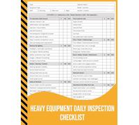 Heavy Equipment Daily Inspection Checklist: Pre-Operation Safety & Maintenance Record for Construction, Mining, and Industrial Machinery.