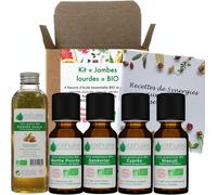 Heavy Leg Kit-4 Essential Oils + 1 Organic Plant-100% Pure And Natural-Hebbd,Ecocert-Niaouli,Cypress,Peppermint,Juniper,Sweet Almond-Massage-4 X 10 Ml,1 X 50 Ml