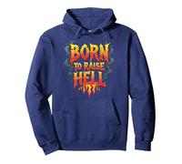 Heavy Metal Born to Raise Hell Rocker Slogan Rebel Sweat à Capuche, Unisexe pour Adultes, Bleu Marine, M