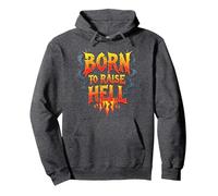 Heavy Metal Born to Raise Hell Rocker Slogan Rebel Sweat à Capuche, Unisexe pour Adultes, Chiné Foncé, S