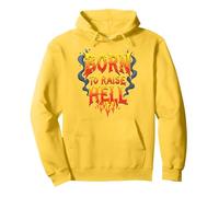 Heavy Metal Born to Raise Hell Rocker Slogan Rebel Sweat à Capuche, Unisexe pour Adultes, Citron, M