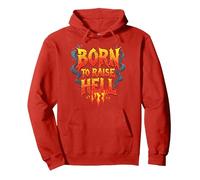 Heavy Metal Born to Raise Hell Rocker Slogan Rebel Sweat à Capuche, Unisexe pour Adultes, Rouge, M