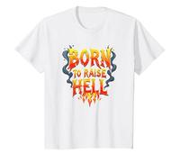 Heavy Metal Born to Raise Hell Rocker Slogan Rebel T-Shirt, Enfant, Blanc, 3 Ans