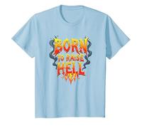Heavy Metal Born to Raise Hell Rocker Slogan Rebel T-Shirt, Enfant, Bleu Céleste, 4 Ans