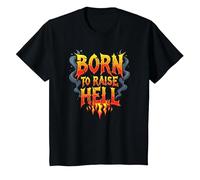 Heavy Metal Born to Raise Hell Rocker Slogan Rebel T-Shirt, Enfant, Noir, 8 Ans