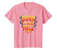 Heavy Metal Born to Raise Hell Rocker Slogan Rebel T-Shirt, Enfant, Rose, 2 Ans