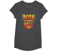 Heavy Metal Born to Raise Hell Rocker Slogan Rebel T-Shirt, Fille, Chiné Foncé, L