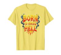 Heavy Metal Born to Raise Hell Rocker Slogan Rebel T-Shirt, Homme, Citron, M