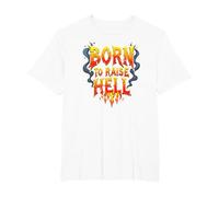 Heavy Metal Born to Raise Hell Rocker Slogan Rebel T-Shirt, Homme Grandes Tailles, Blanc, 5X Tall