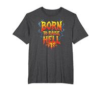 Heavy Metal Born to Raise Hell Rocker Slogan Rebel T-Shirt, Homme Grandes Tailles, Chiné Foncé, 2X Tall