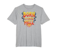 Heavy Metal Born to Raise Hell Rocker Slogan Rebel T-Shirt, Homme Grandes Tailles, Gris Chiné, 5X Tall