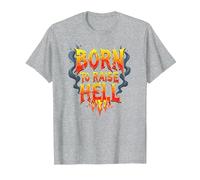 Heavy Metal Born to Raise Hell Rocker Slogan Rebel T-Shirt, Homme, Gris Chiné, 4XL