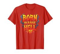 Heavy Metal Born to Raise Hell Rocker Slogan Rebel T-Shirt, Homme, Rouge, XXL