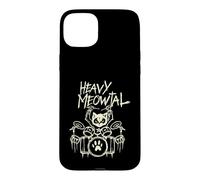Heavy Metal Chat Batteur Batterie Headbanger Chats Coque pour iPhone 15 Plus