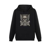 Heavy Metal Skull Biker Rock Music Guitar Angel Wings Mens Hoody Unisex Hoodie Black L