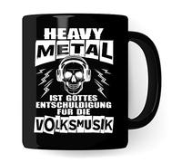 Heavy Metal Tasse à café Rocker Tasse à café en métal Idée cadeau Tasse à café en métal Cadeau drôle Humour Tasse à thé Witz Heavy Metal est une excuse de Dieu pour la musique folklorique (noir)