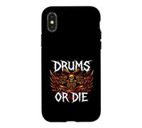 Heavy Metals Drummer Skeleton Drums Or Die Coque pour iPhone X/XS