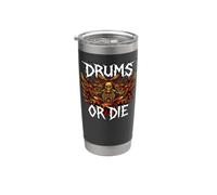 Heavy Metals Drummer Skeleton Drums Or Die Gobelet isotherme en acier inoxydable double paroi