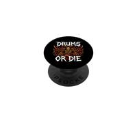Heavy Metals Drummer Skeleton Drums Or Die PopSockets PopGrip Adhésif