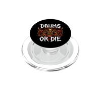 Heavy Metals Drummer Skeleton Drums Or Die PopSockets PopGrip pour MagSafe