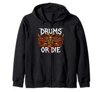 Heavy Metals Drummer Skeleton Drums Or Die Sweat à Capuche