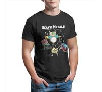 Heavy-Metals-Rock-Chemistry-Men-T-T-Shirts à Manches Courtes-Physics-Periodic-Table-of-Elements-Tees-Short-Sleeve-T Black(Large)