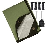 Heavy Rescue Blanket Plus Stakes And Rope Upgrade Pack-Multifunctional Insulated Waterproof Waterproof Camping Hiking Emergency Reflective Rescue Tar