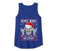 Heavy Xmas Un crâne avec Une Casquette de Noël Débardeur, Femme, Bleu Royal, L