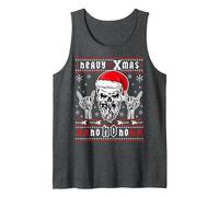 Heavy Xmas Un crâne avec Une Casquette de Noël Débardeur, Homme, Chiné Foncé, L